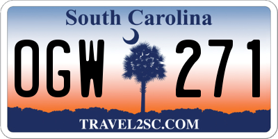 SC license plate OGW271