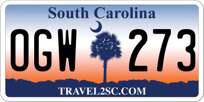 SC license plate OGW273