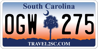 SC license plate OGW275