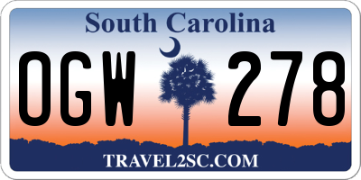 SC license plate OGW278