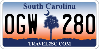 SC license plate OGW280