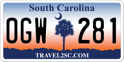 SC license plate OGW281