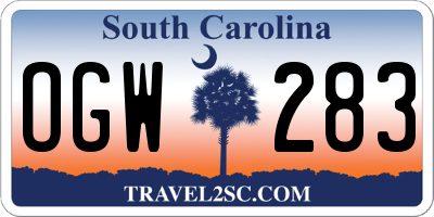 SC license plate OGW283