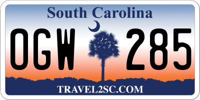 SC license plate OGW285