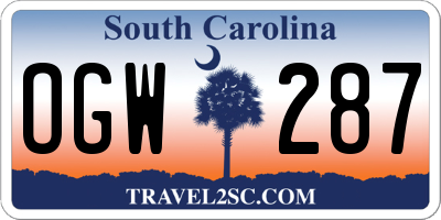 SC license plate OGW287