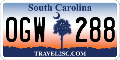 SC license plate OGW288