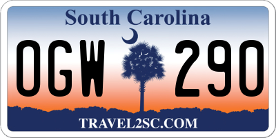 SC license plate OGW290