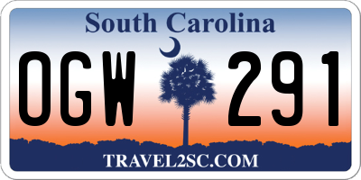 SC license plate OGW291