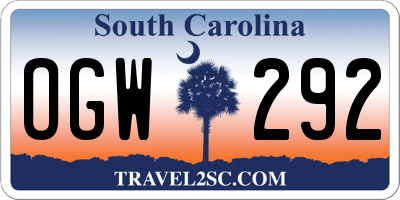 SC license plate OGW292
