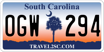 SC license plate OGW294