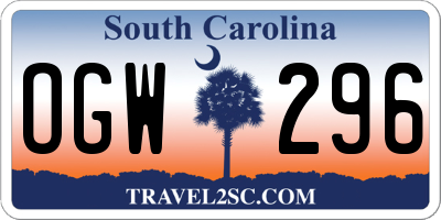 SC license plate OGW296