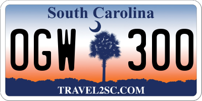 SC license plate OGW300
