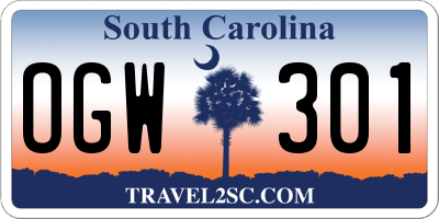 SC license plate OGW301