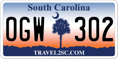 SC license plate OGW302