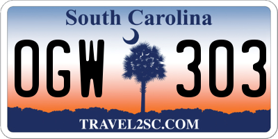 SC license plate OGW303