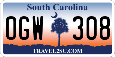 SC license plate OGW308