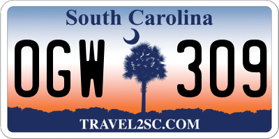 SC license plate OGW309