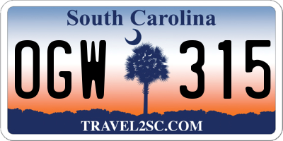 SC license plate OGW315