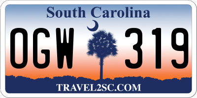 SC license plate OGW319