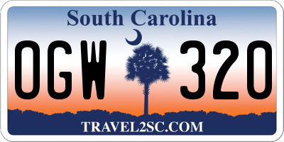 SC license plate OGW320