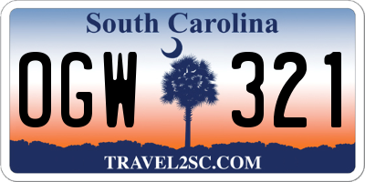 SC license plate OGW321