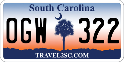 SC license plate OGW322