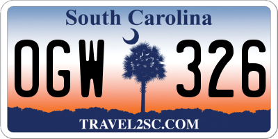 SC license plate OGW326