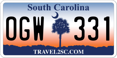 SC license plate OGW331