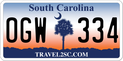 SC license plate OGW334