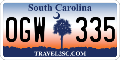 SC license plate OGW335