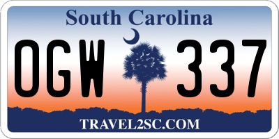 SC license plate OGW337