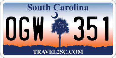 SC license plate OGW351
