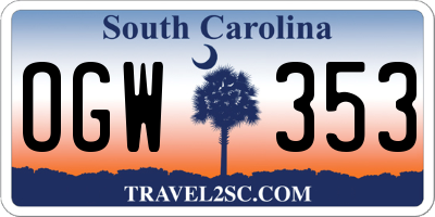 SC license plate OGW353