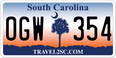 SC license plate OGW354