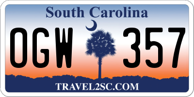 SC license plate OGW357