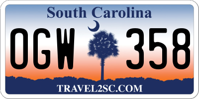 SC license plate OGW358