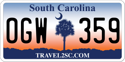 SC license plate OGW359