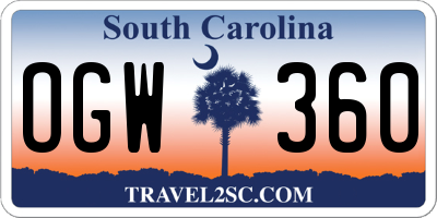 SC license plate OGW360
