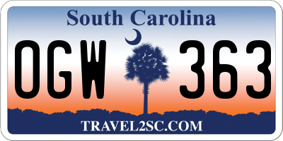 SC license plate OGW363
