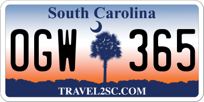 SC license plate OGW365