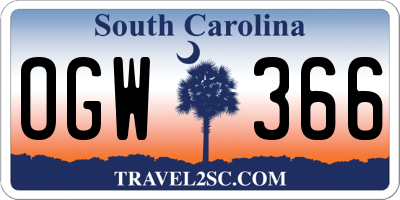 SC license plate OGW366