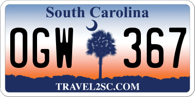SC license plate OGW367
