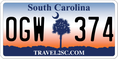 SC license plate OGW374