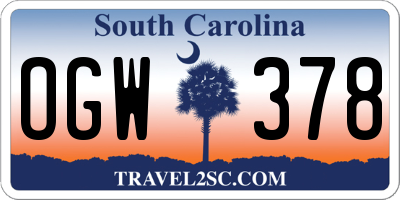 SC license plate OGW378