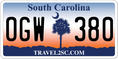 SC license plate OGW380
