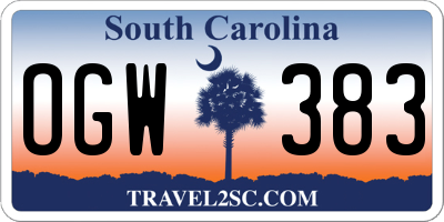 SC license plate OGW383