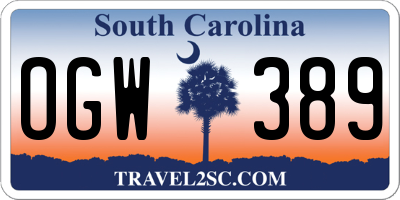 SC license plate OGW389