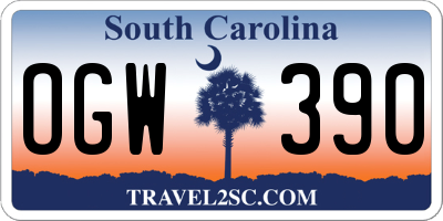 SC license plate OGW390