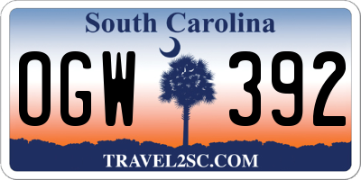 SC license plate OGW392