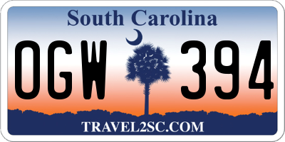 SC license plate OGW394